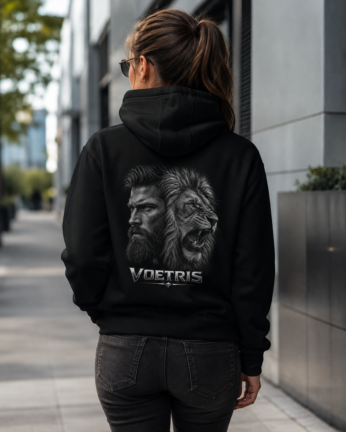 Dual Instinct Lion Hoodie – Unisex Premium Pullover view 3