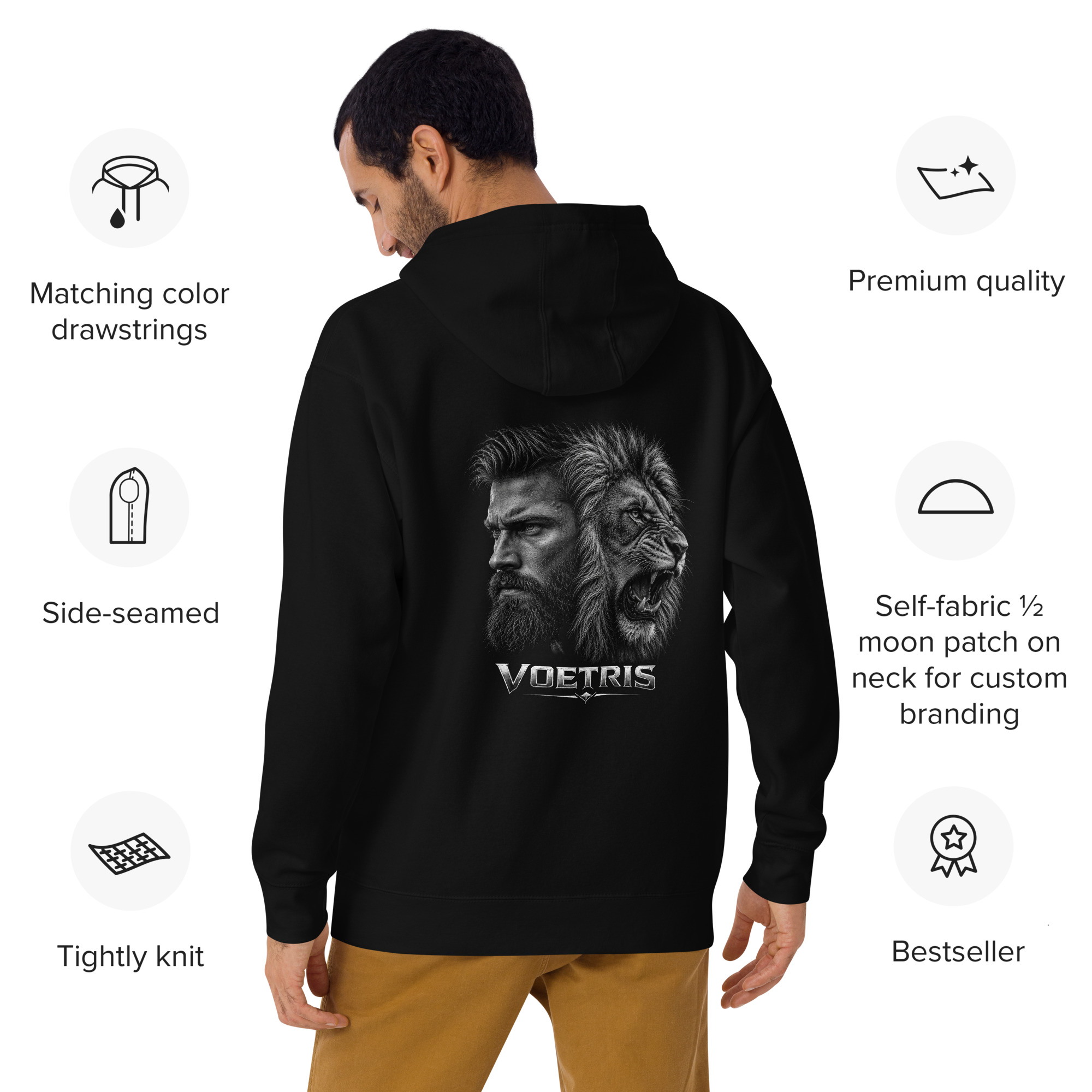 Dual Instinct Lion Hoodie – Unisex Premium Pullover view 7