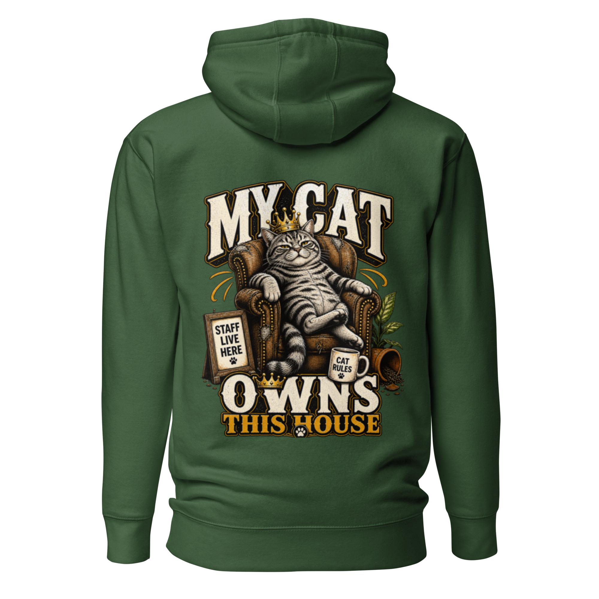 Voetris My Cat Owns This House Hoodie – Unisex Premium Pullover view 15