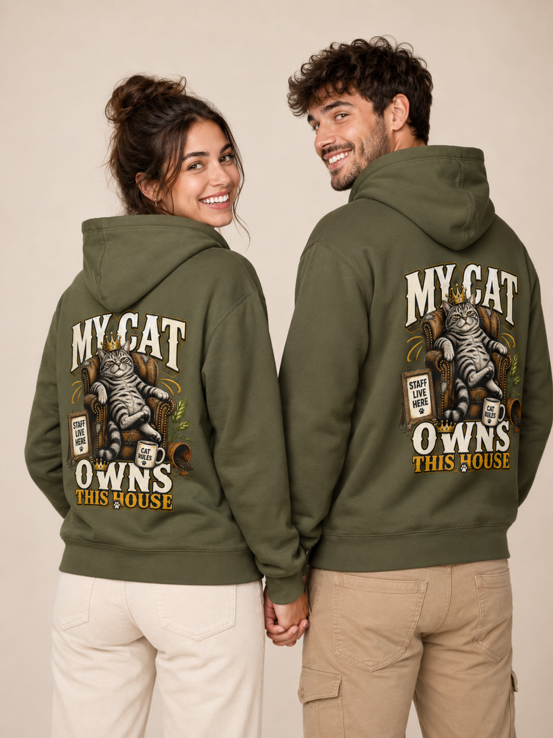 Voetris My Cat Owns This House Hoodie – Unisex Premium Pullover view 20