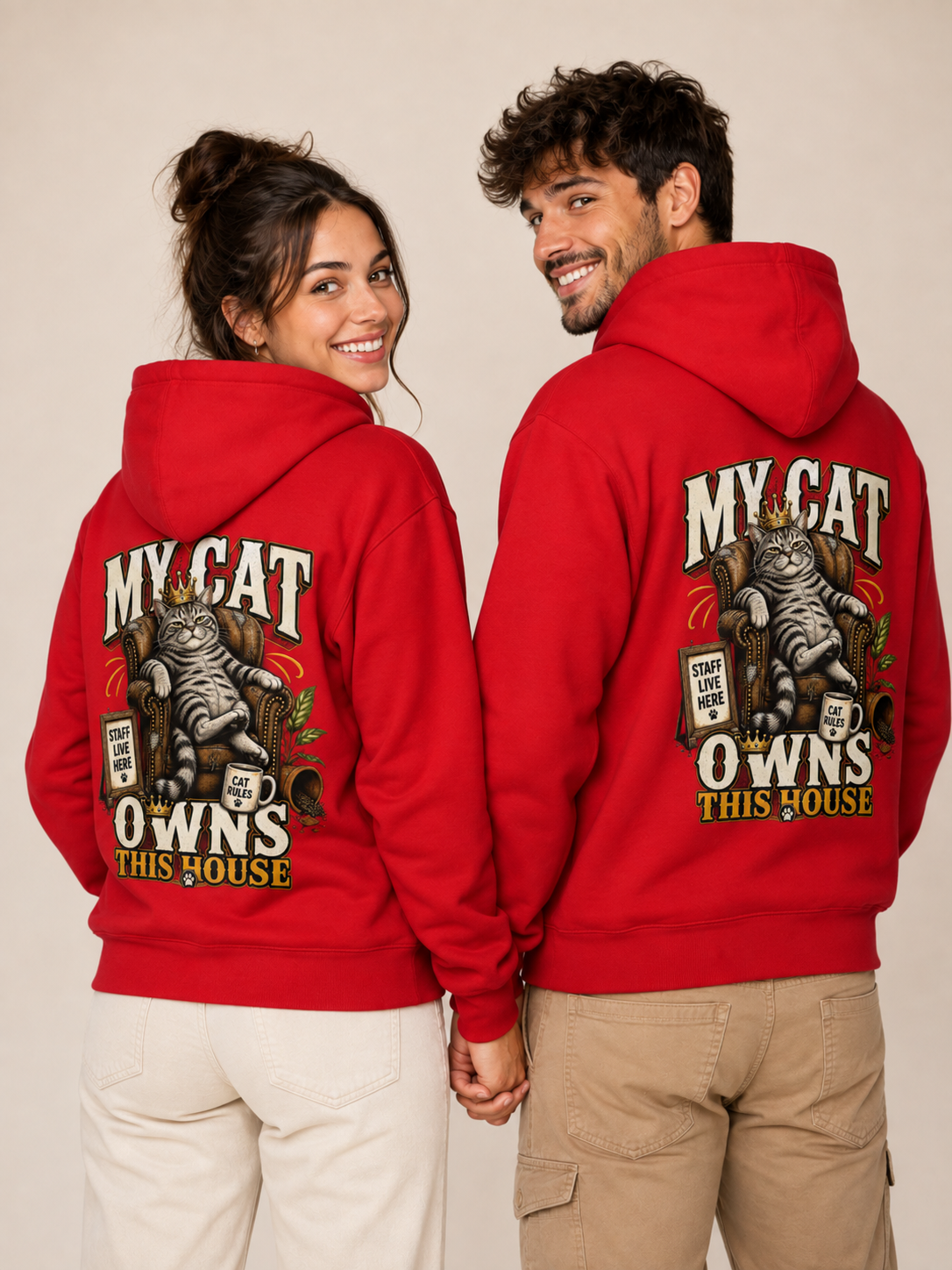 Voetris My Cat Owns This House Hoodie – Unisex Premium Pullover view 29