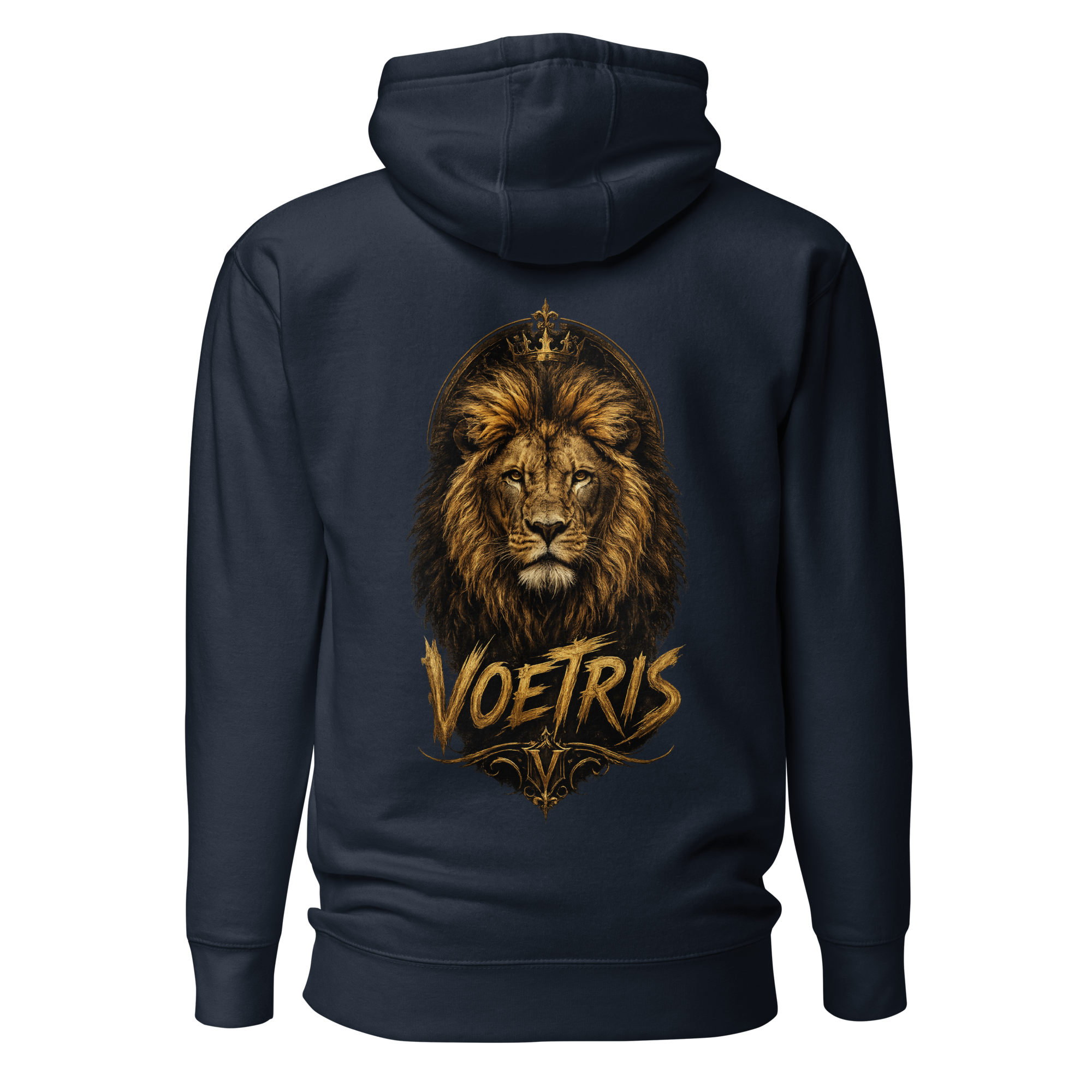 Voetris Crowned Lion Unisex Hoodie – Black view 16