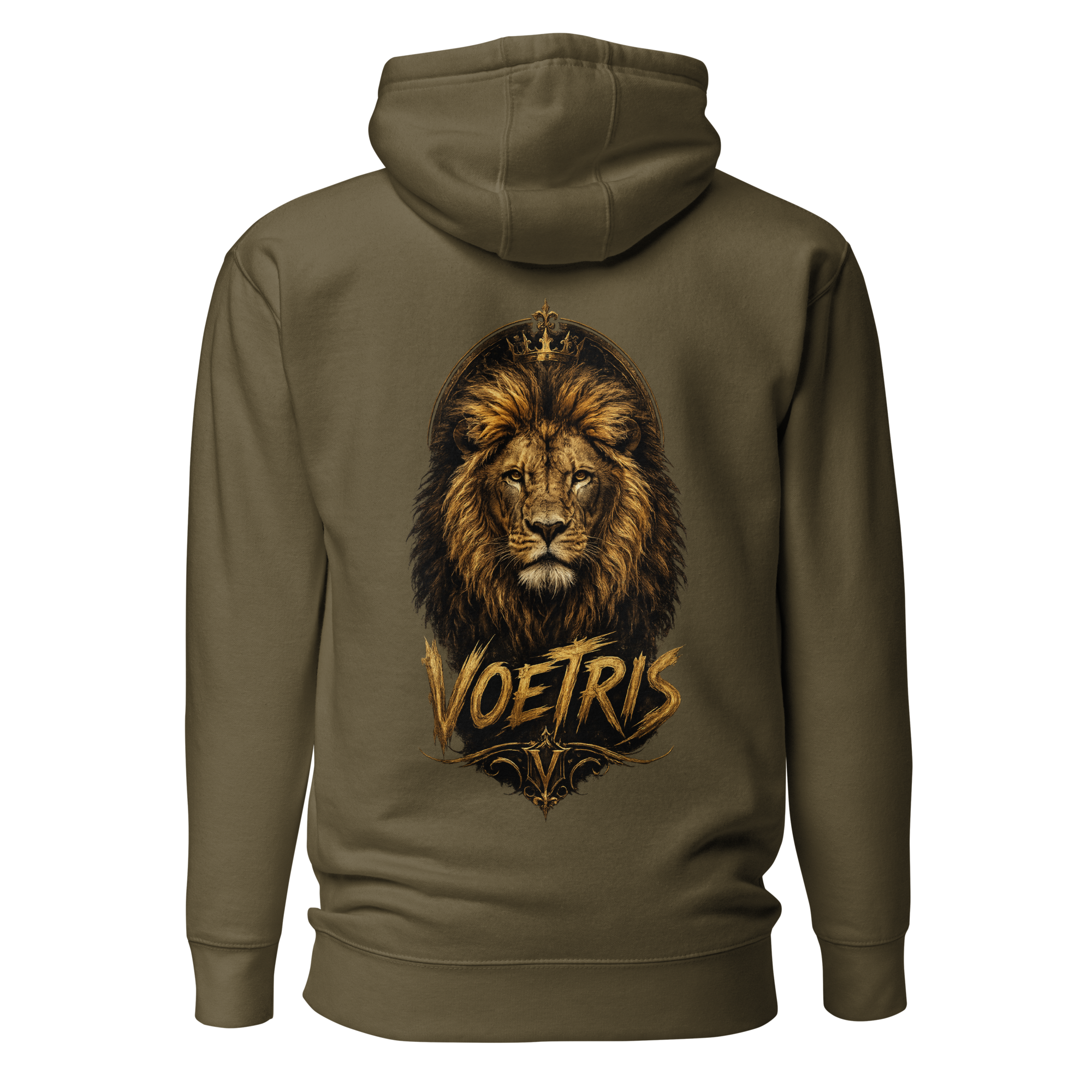 Voetris Crowned Lion Unisex Hoodie – Black view 15