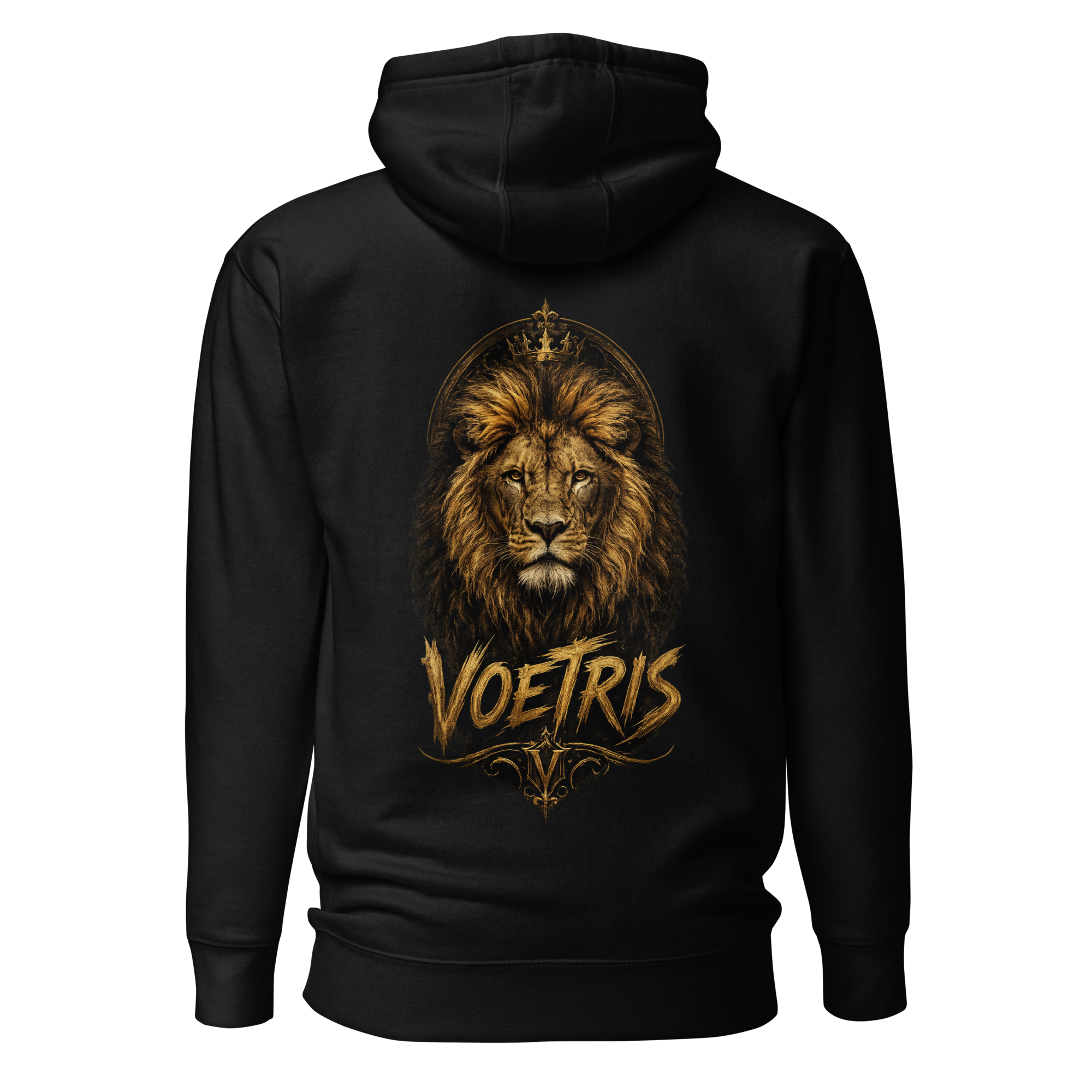 Voetris Crowned Lion Unisex Hoodie – Black view 22