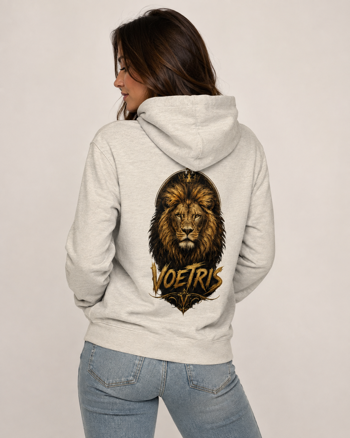 Voetris Crowned Lion Unisex Hoodie – Black view 10