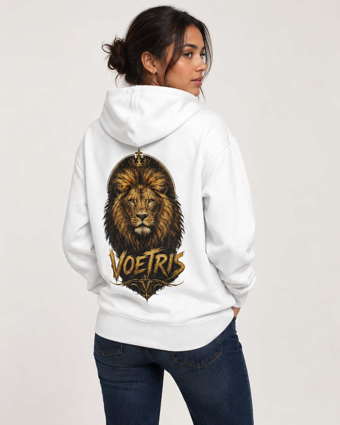 Voetris Crowned Lion Unisex Hoodie – Black view 8