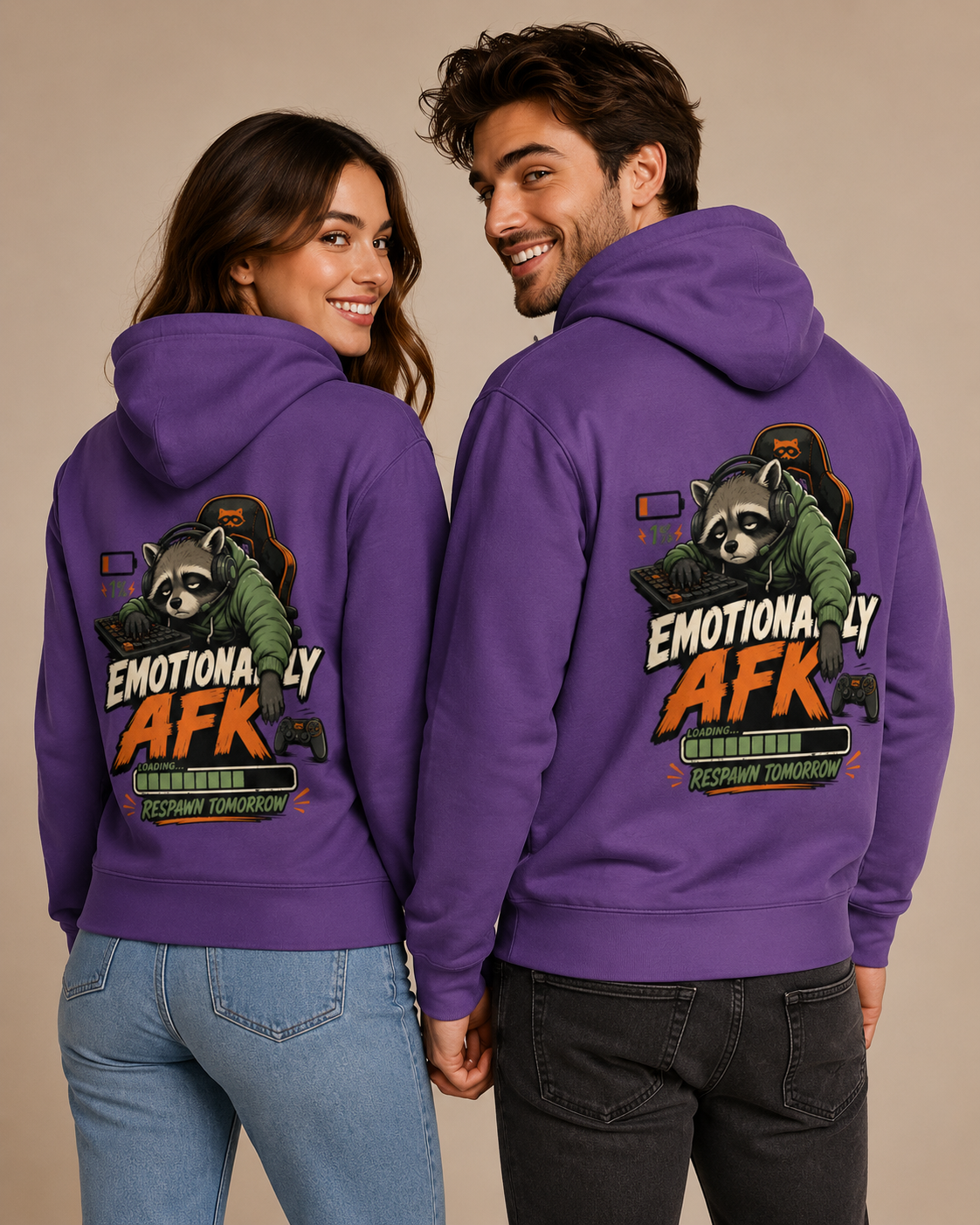 Voetris Emotionally AFK Gamer Hoodie – Unisex Premium Pullover view 23