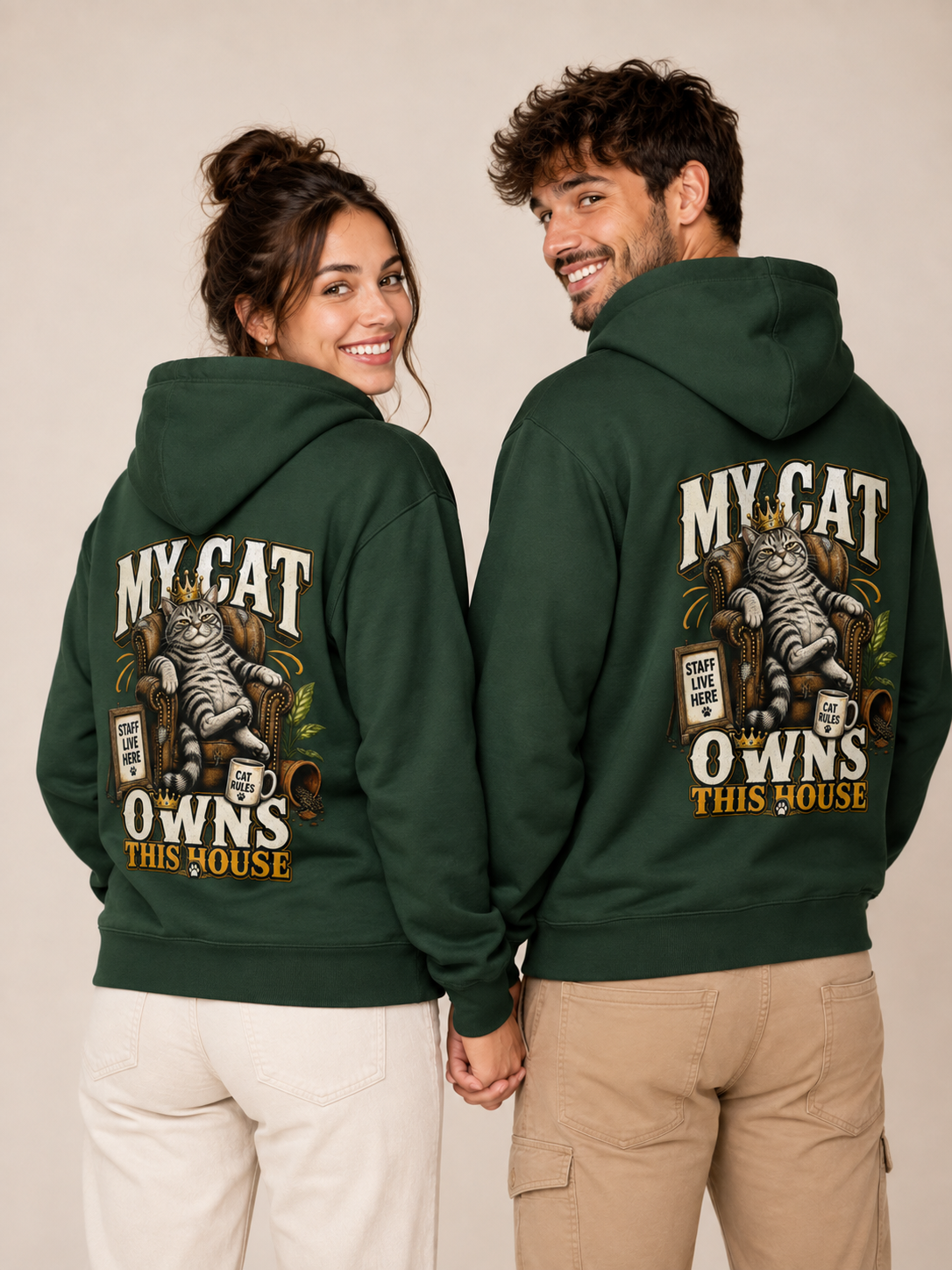 Voetris My Cat Owns This House Hoodie – Unisex Premium Pullover view 14
