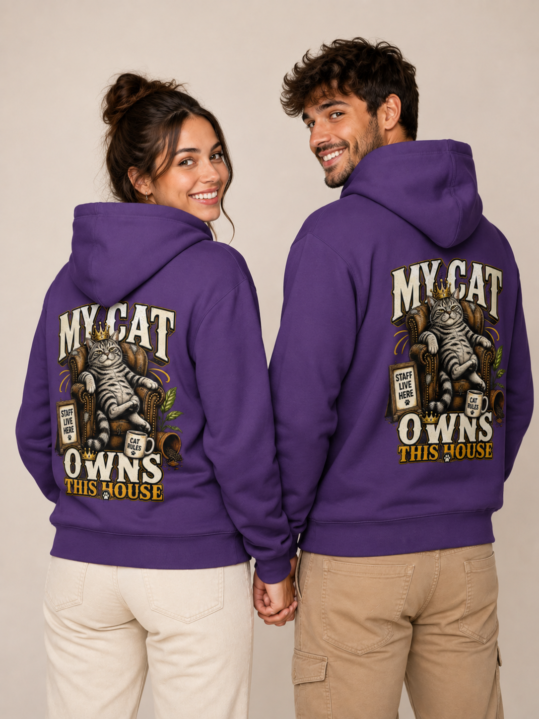 Voetris My Cat Owns This House Hoodie – Unisex Premium Pullover view 23