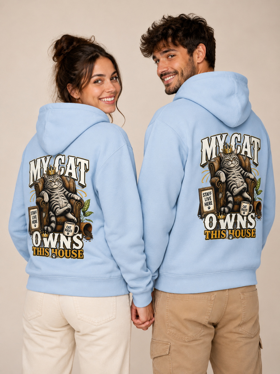 Voetris My Cat Owns This House Hoodie – Unisex Premium Pullover view 8