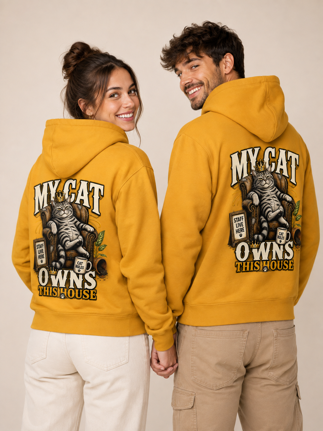Voetris My Cat Owns This House Hoodie – Unisex Premium Pullover view 26