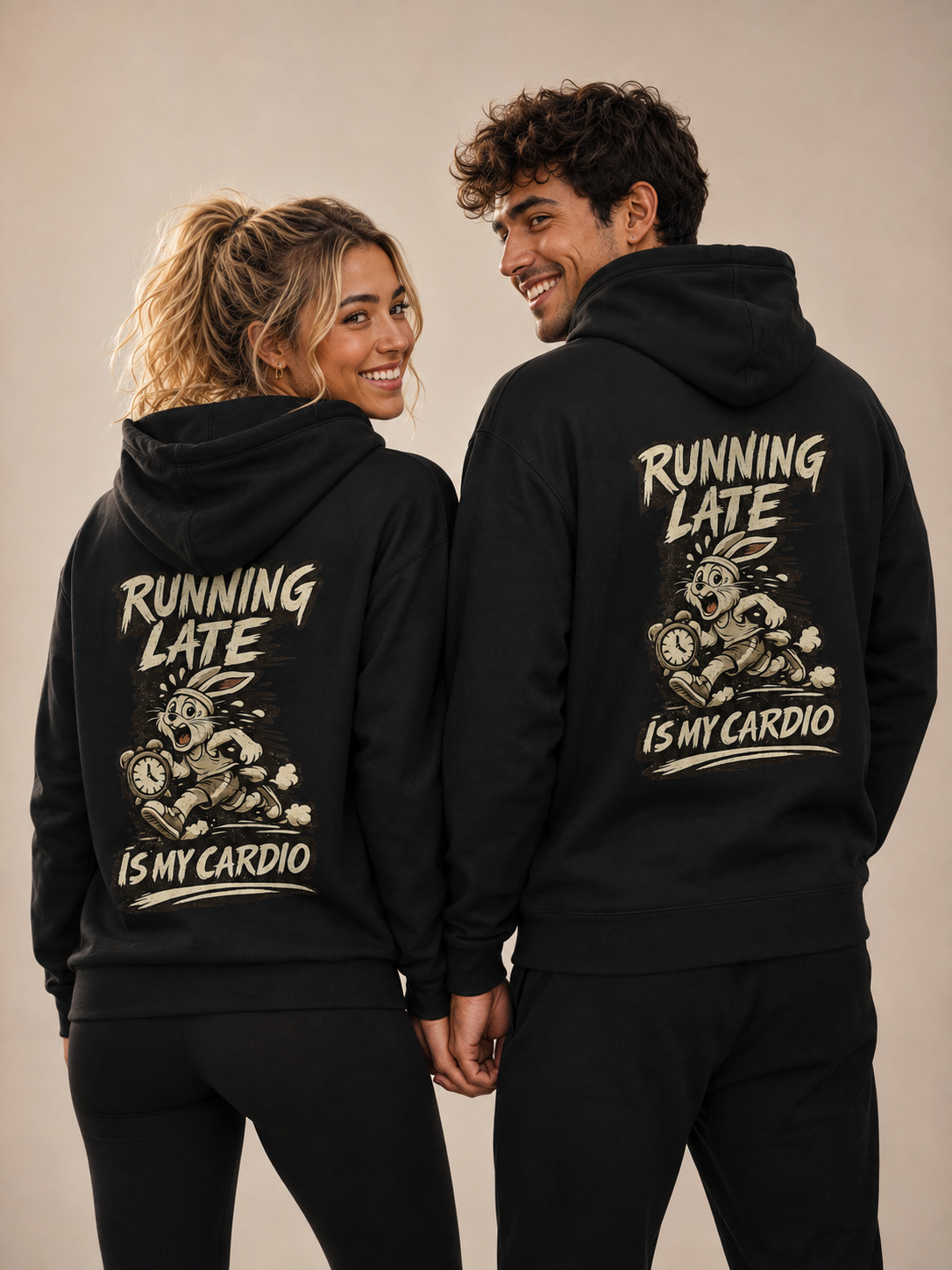 Voetris Running Late Is My Cardio Hoodie – Unisex Premium Pullover view 4
