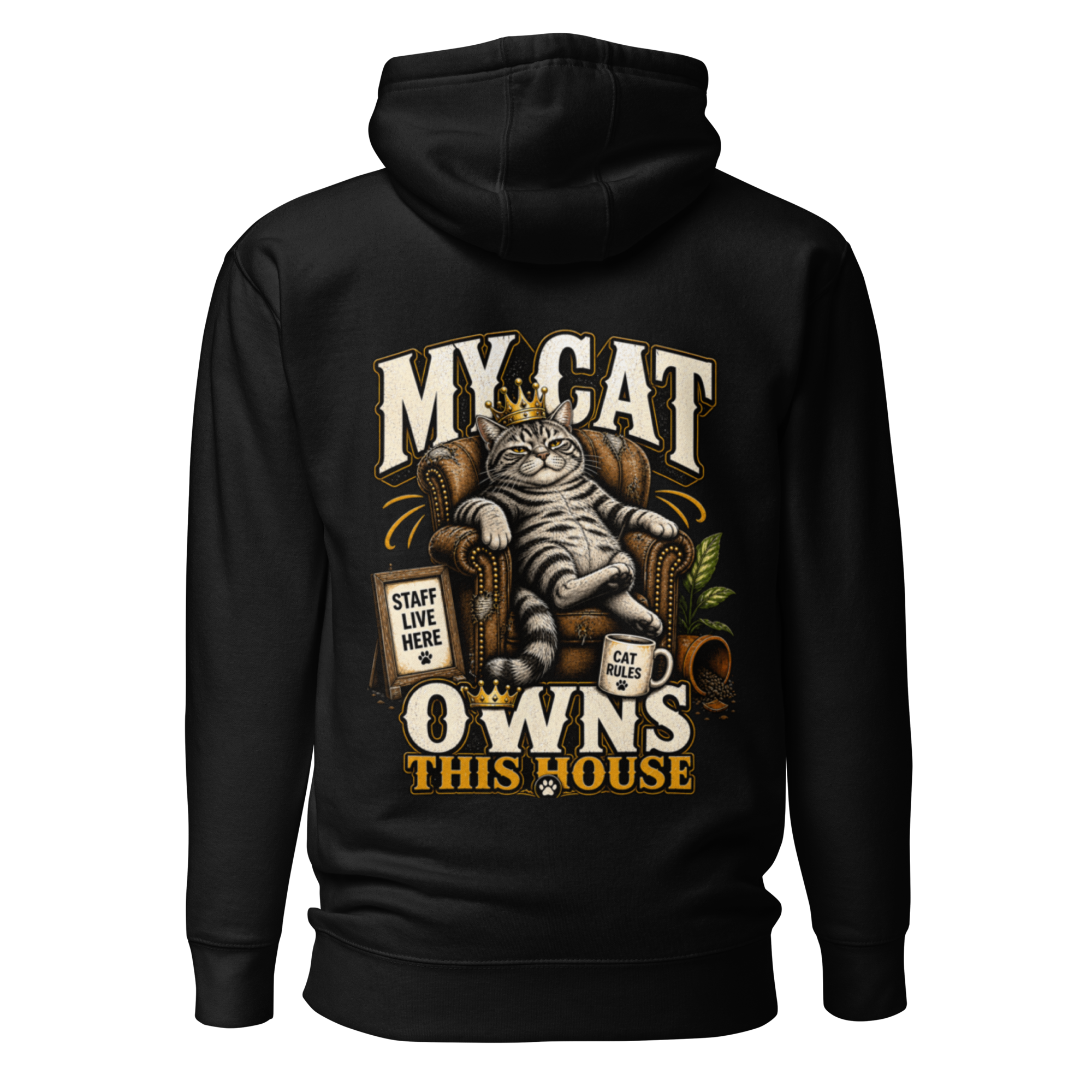 Voetris My Cat Owns This House Hoodie – Unisex Premium Pullover view 5