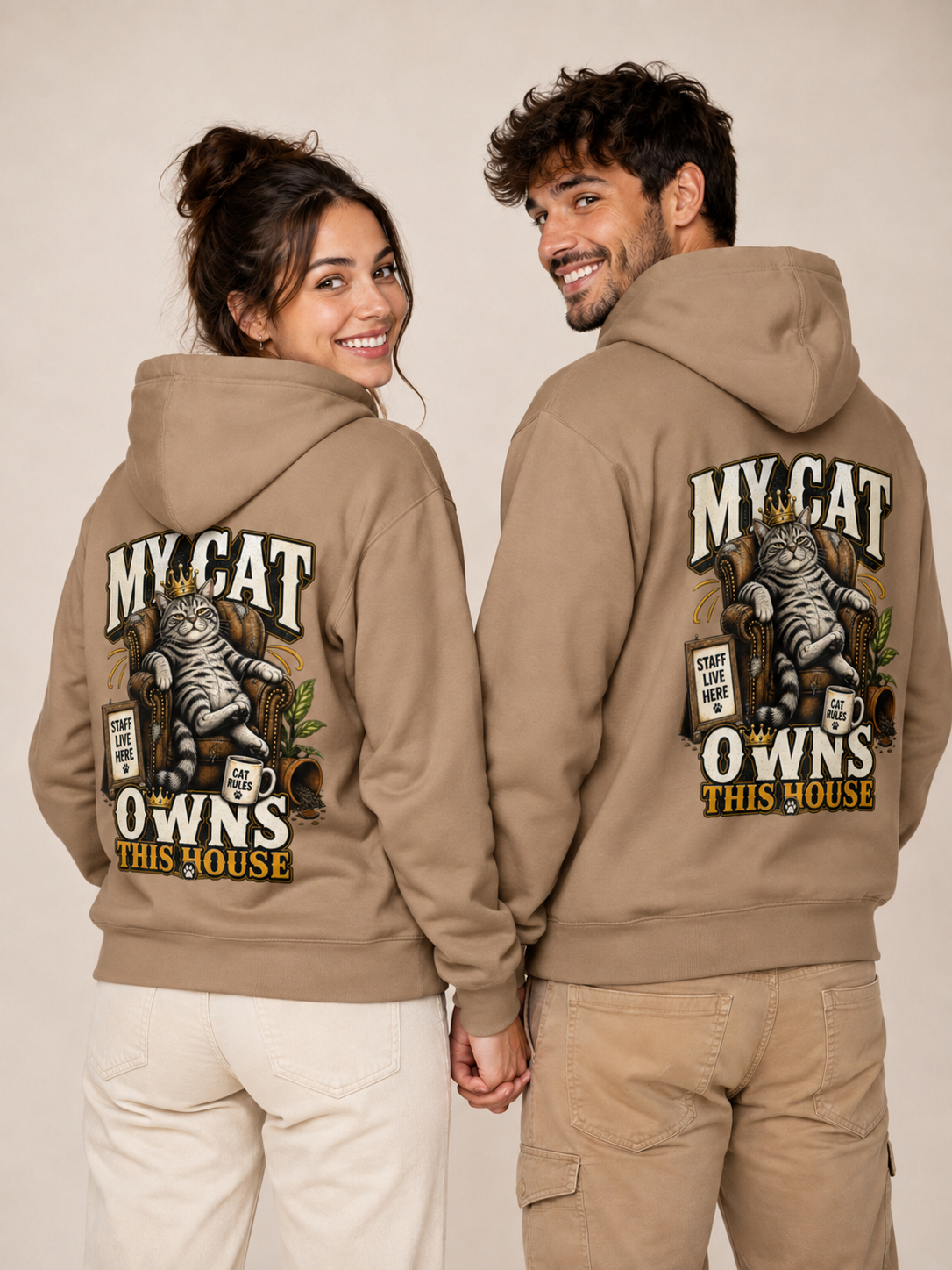 Voetris My Cat Owns This House Hoodie – Unisex Premium Pullover view 17