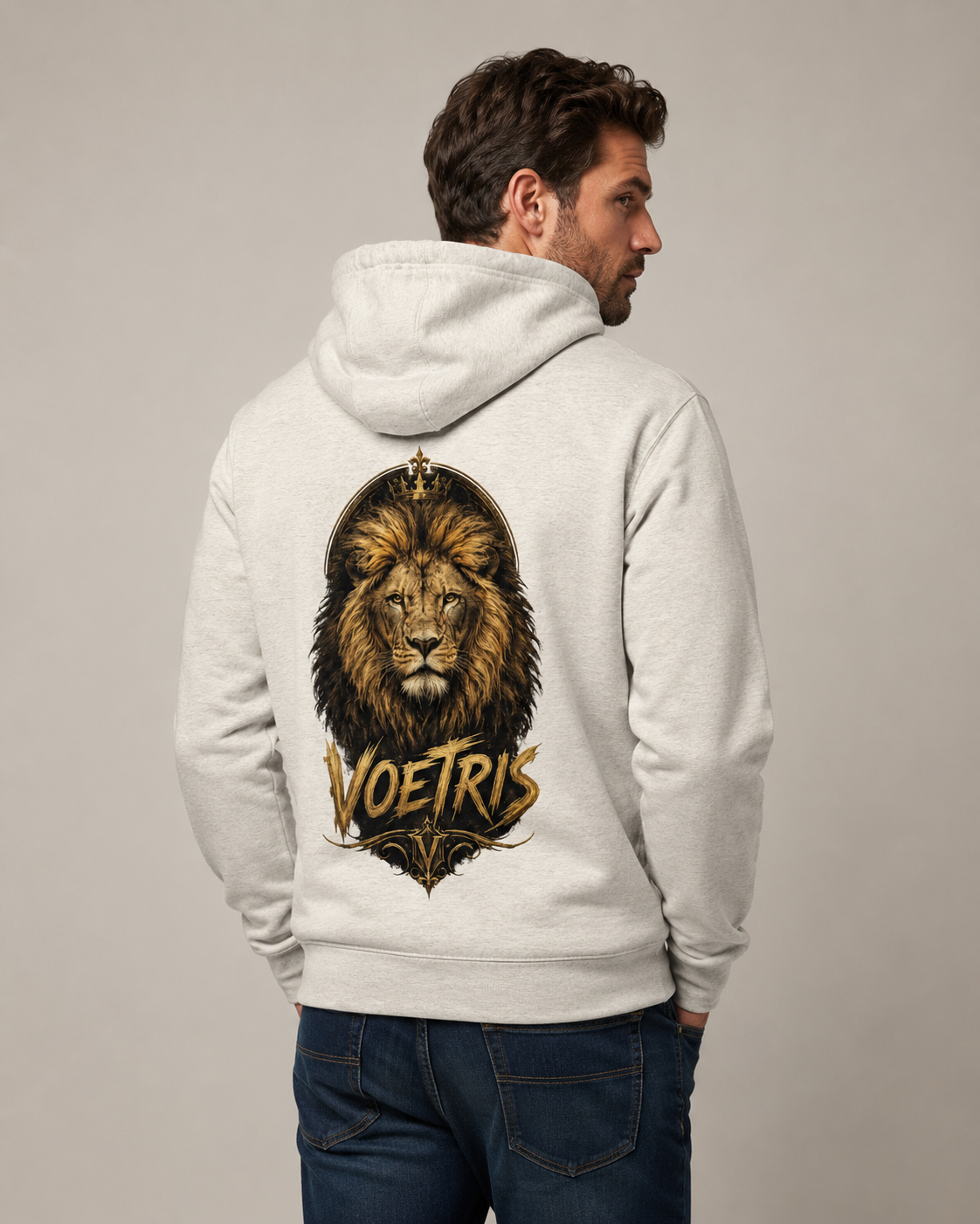Voetris Crowned Lion Unisex Hoodie – Black view 11