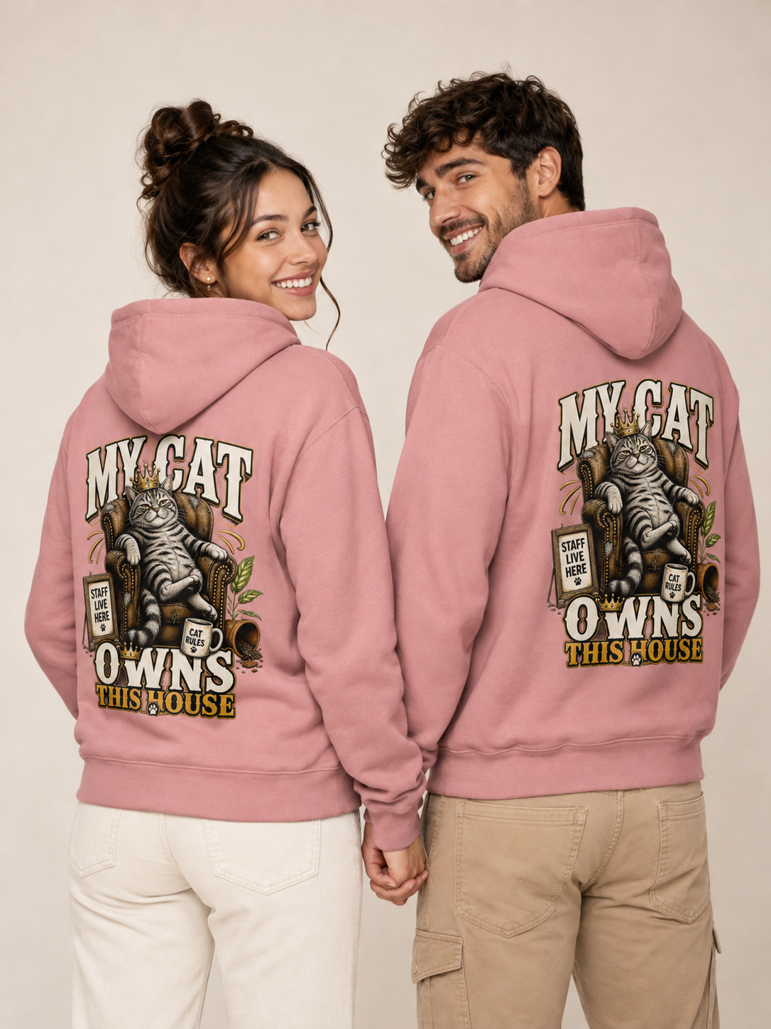 Voetris My Cat Owns This House Hoodie – Unisex Premium Pullover view 11