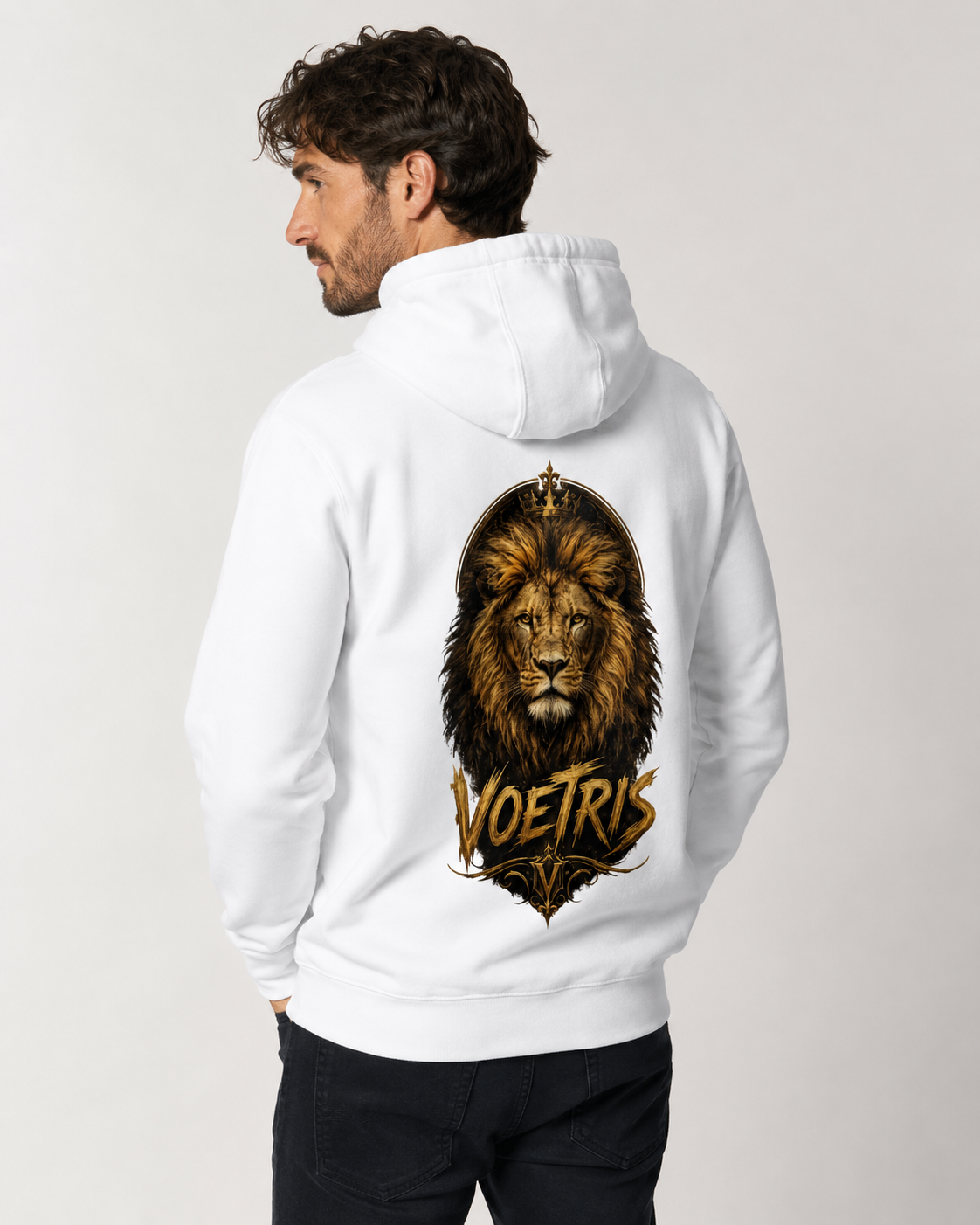 Voetris Crowned Lion Unisex Hoodie – Black view 7
